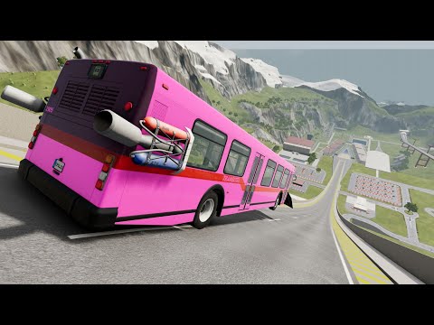 School bus Jump down the Car Jump arena | BeamNG.drive