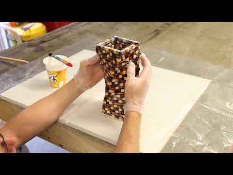 Making a Complicated Twisted Spiral Vase out of Wood and Blue Epoxy Resin