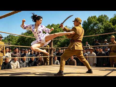 東瀛武士蔑視中國功夫，功夫少女飛身而下一腳踹飛   ⚔️  抗日  MMA | Kung Fu