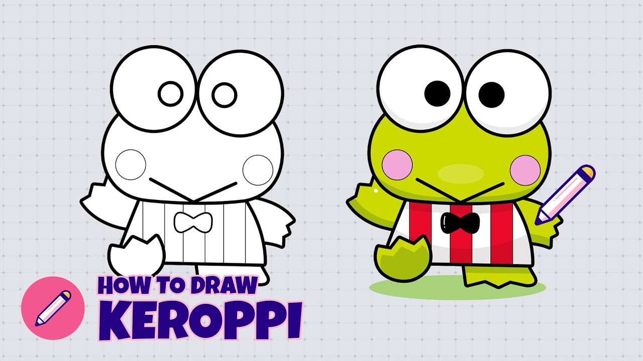 How to draw Keroppi? Step by step drawing tutorial for kids | Easy and simple drawing