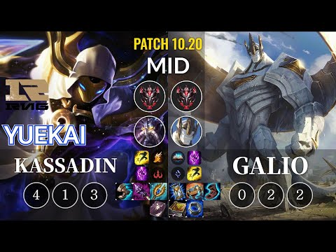 RNG yuekai Kassadin vs Galio Mid - KR Patch 10.20