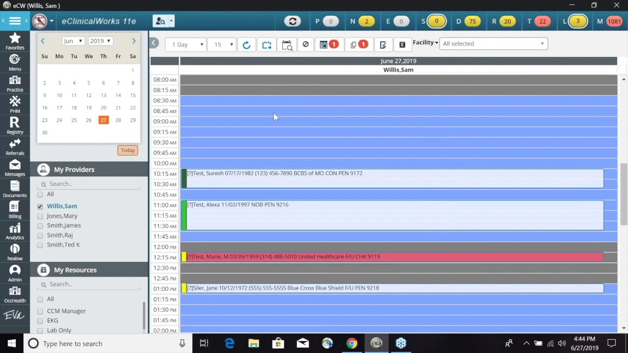 The eClinicalWorks Resource Schedule
