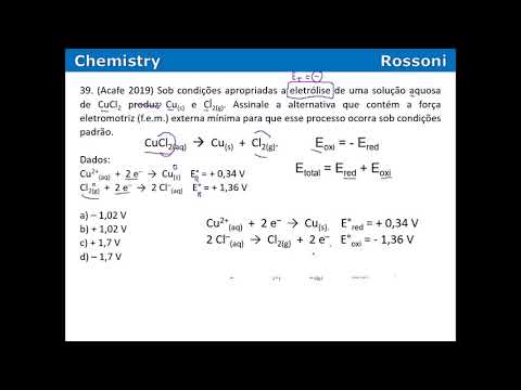Acafe 2019 1 Medicina - Q39 Eletroquímica - cálculo de ddp fem tensão