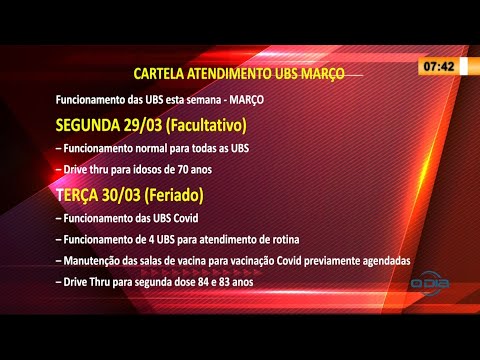 Confira o calendário de funcionamento das UBS na semana de Páscoa 29 03 2021