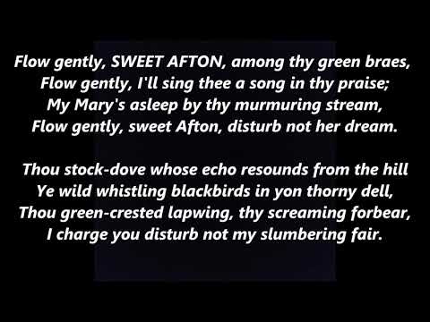 Flow gently, SWEET AFTON Lyrics Words text ROBERT BURNS Sottish Scotland Sing Along Song