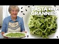 94 year old Isolina makes 'taggiaen' pasta with basil pesto! | Pasta Grannies