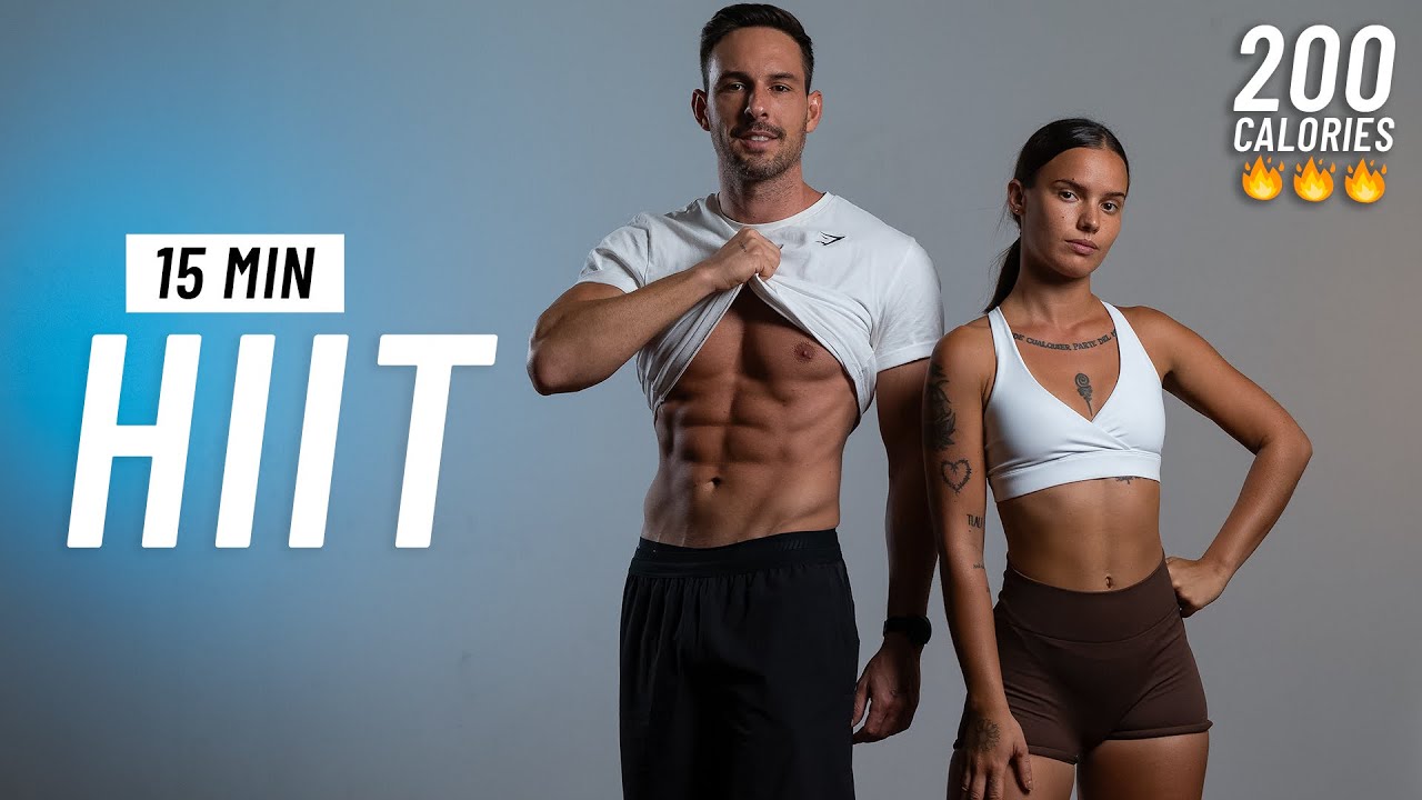 15 MIN INTENSE HIIT WORKOUT - ALL STANDING - Full Body, No Equipment, No Repeats