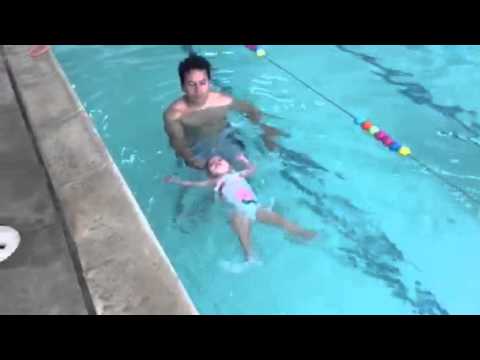 Swimming Lessons Chino Hills 1 year old floating by her self