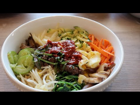 Bibimbap: Korean mixed rice with ground beef and...