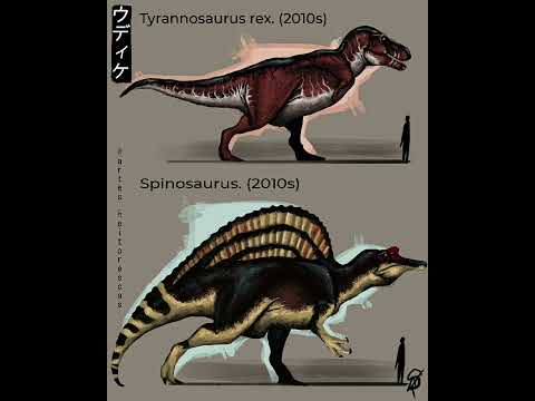 Spinosaurus và Tyrannosaurus Rex qua các phiên bản. Cre: ArtStaion trên Pinterest