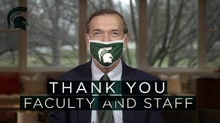 Message of thanks to MSU faculty and staff from President Stanley