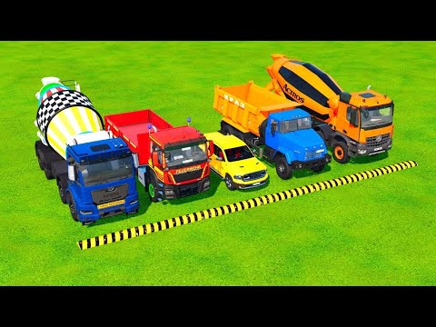 TRANSPORTING PIXAR CARS & FRUITS WITH COLORED & JOHN DEERE vs CLAAS vs TRACTORS - BeamNG.drive #962