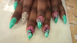 STILETTO NAILS JAPANSESE FLOWERS P3