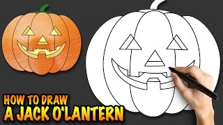 How to draw a Jack o'Lantern - a Halloween Pumpkin - Easy step-by-step drawing tutorial