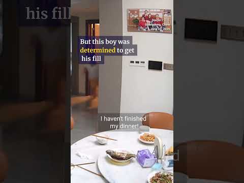 Hungry boy in China undeterred by quake