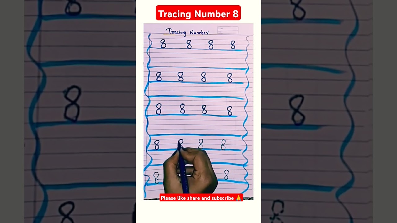 Tracing Number 8 ✍️ | Learn to Write Number 8 | Kids Number Writing Practice #shortsfeed #shorts