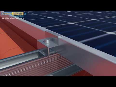 Video Pachet sistem fixare 11 panouri fotovoltaice pe acoperis tigla – configuratie 2 randuri (5+6), aluminiu si inox, certificat anticoroziv - sistem C