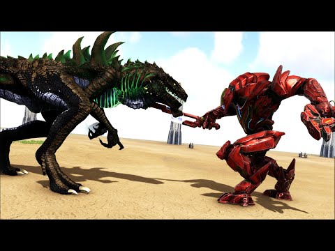 ETERNAL MEK vs GODZILLA (ARK SURVIVAL EVOLVED BATTLE DINOSAURS, KAIJUS AND MORE)