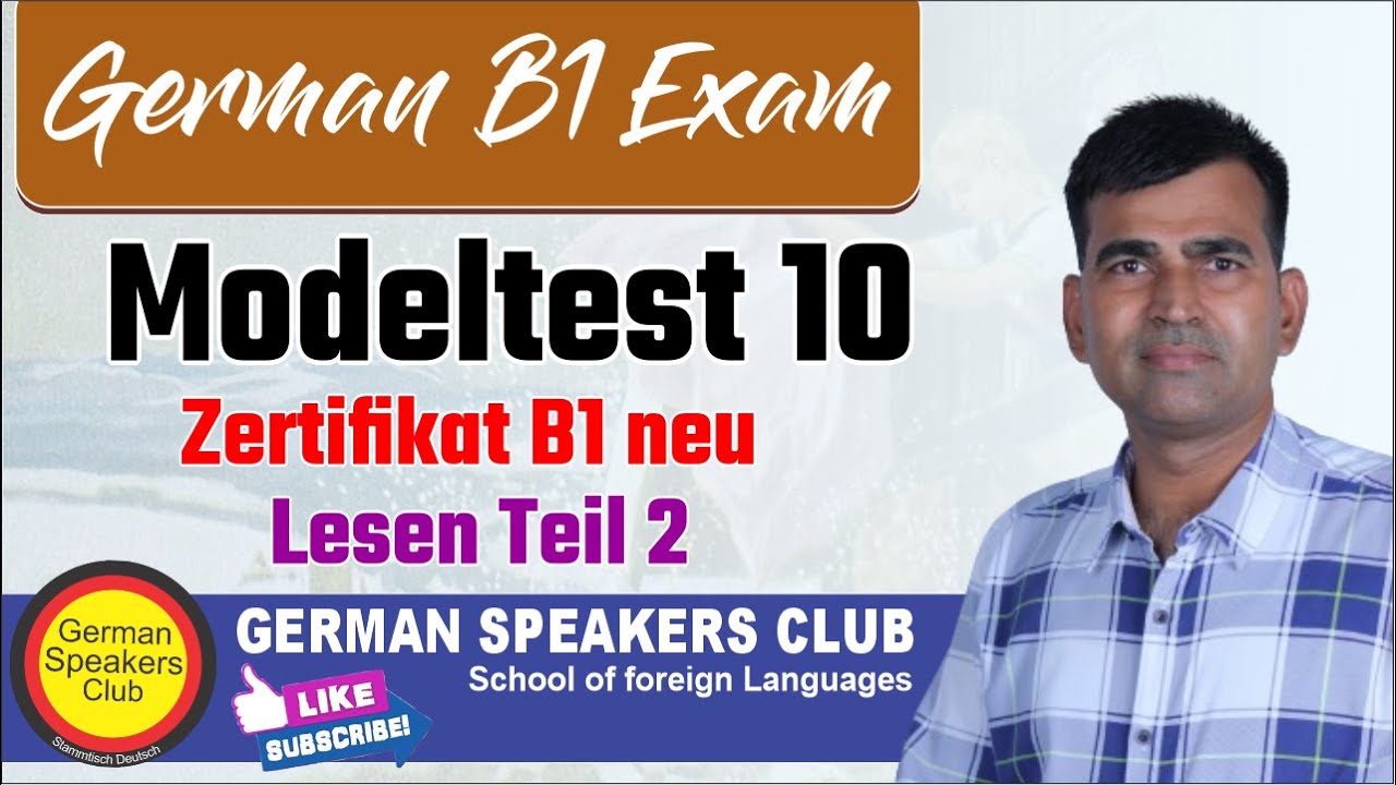 Zertifikat B1 Modellsatz | Modelltest-10 | Lesen  Teil-2 | German Reading Exam | Goethe Zertifikat