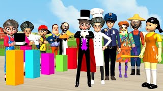 Scary Teacher 3D vs Squid Game Career Hat Squid Game Doll Error and Nice  5 Times Challenge Dresses