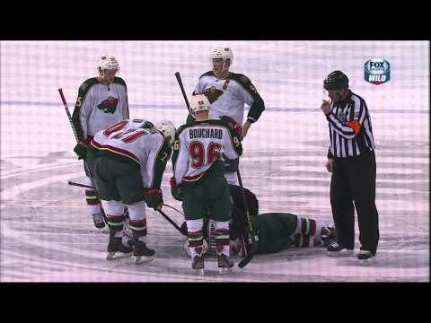 Taylor Hall kneeing major on Cal Clutterbuck Feb 21 2013 Minnestoa Wild vs Edmonton Oilers NHL