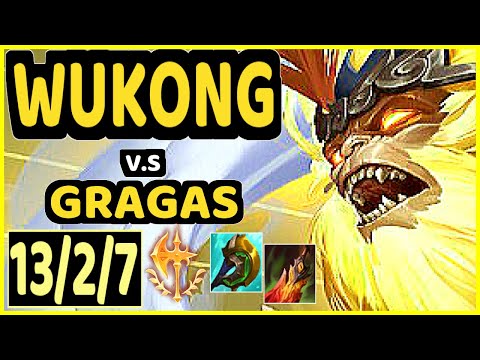 KIIN (WUKONG) vs GRAGAS - 13/2/7 KDA TOP GAMEPLAY - KR Ranked DIAMOND