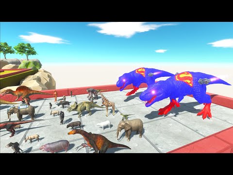 ESCAPE RACE TEST SUPERMAN T REX DINOSAUR TEAMS - Animal Revolt Battle Simulator