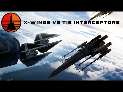 A pair of T-65B X-Wings intercept an enemy bombing run on a seaside village.