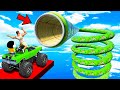 SHINCHAN AND FRANKLIN TRIED THE CURVY SPIRAL TUNNEL PARKOUR CHALLENGE USING BIKES CARS GTA 5