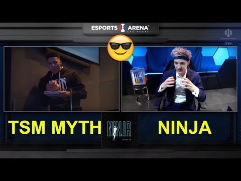 TSM Myth shows his burger to Ninja, 14 year old 4DRStorm post-win interview.