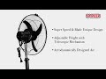 Sameer MKIII Farrata 30W 4 Blade Black Pedestal Fan, Sweep: 400 mm