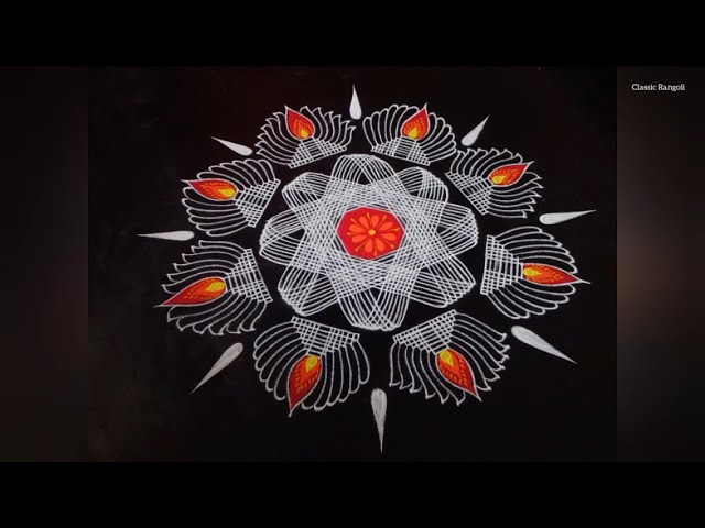 Easy rangoli padi kolam design by classic rangoli