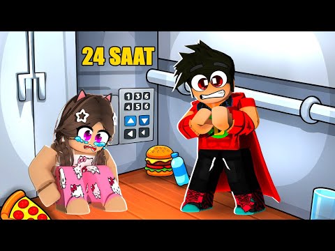 We Stuck in Elevator for 24 Hours with Aybüke! - Roblox 24 Hours in Elevator