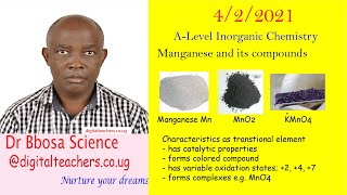 Transition elements Maganese By Dr Bbosa Science