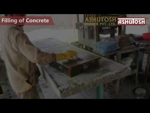 Making of Kerb Stone from Rubber Mould