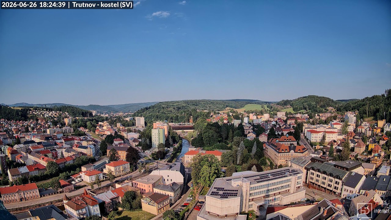 Live webcam view of Trutnov Church Aerial Panorama