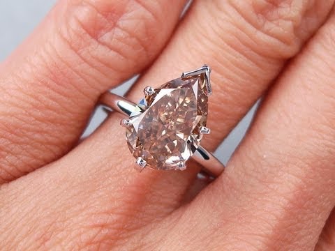 3.16 ct Pear Shape Natural Chocolate VS2-SI1 Diamond Solitaire Engagement Ring - BigDiamondsUSA