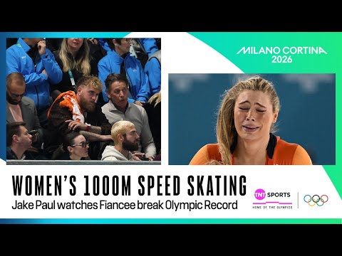 Jake Paul watches on as fiancee Jutta Leerdam breaks Olympic record 🤯 | Winter Olympics 2026