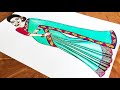 How To Draw A Girl With Saree Girl Drawing Dress Drawing Easy Drawing Saree Drawing