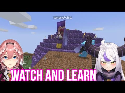 Takane Lui Teach Little Laplus How To Fly | Minecraft [Hololive/Sub]