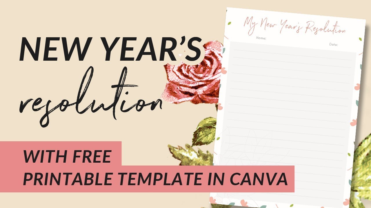New Year's Resolution 2019 Printable Template in Canva 💛Easy Tutorials with Reina