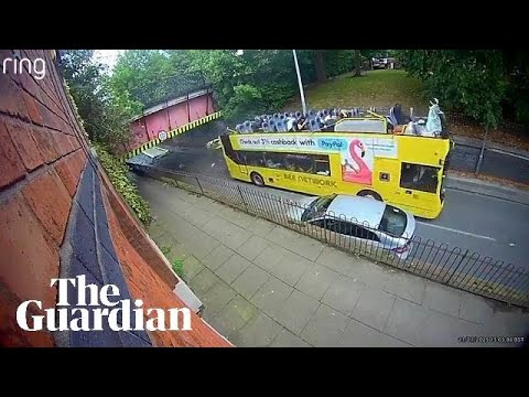 Roof ripped from doubledecker bus in Greater Manchester
