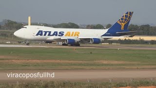 O GIGANTE BOEING 747-400F ATLAS AIR DECOLANDO NA MINHA FRENTE