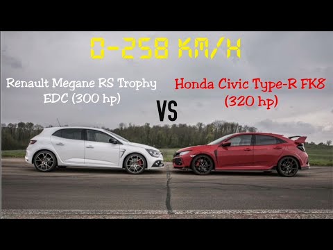 Top Speed Battle 02: Renault Megane RS Trophy EDC vs Honda Civic Type R (FK8) || 0-258 km/h