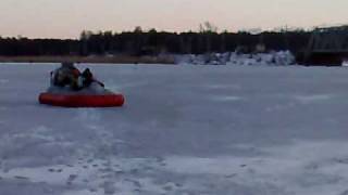 preview picture of video 'Howercraft drifting on ice river Lielupe Latvia extreme'