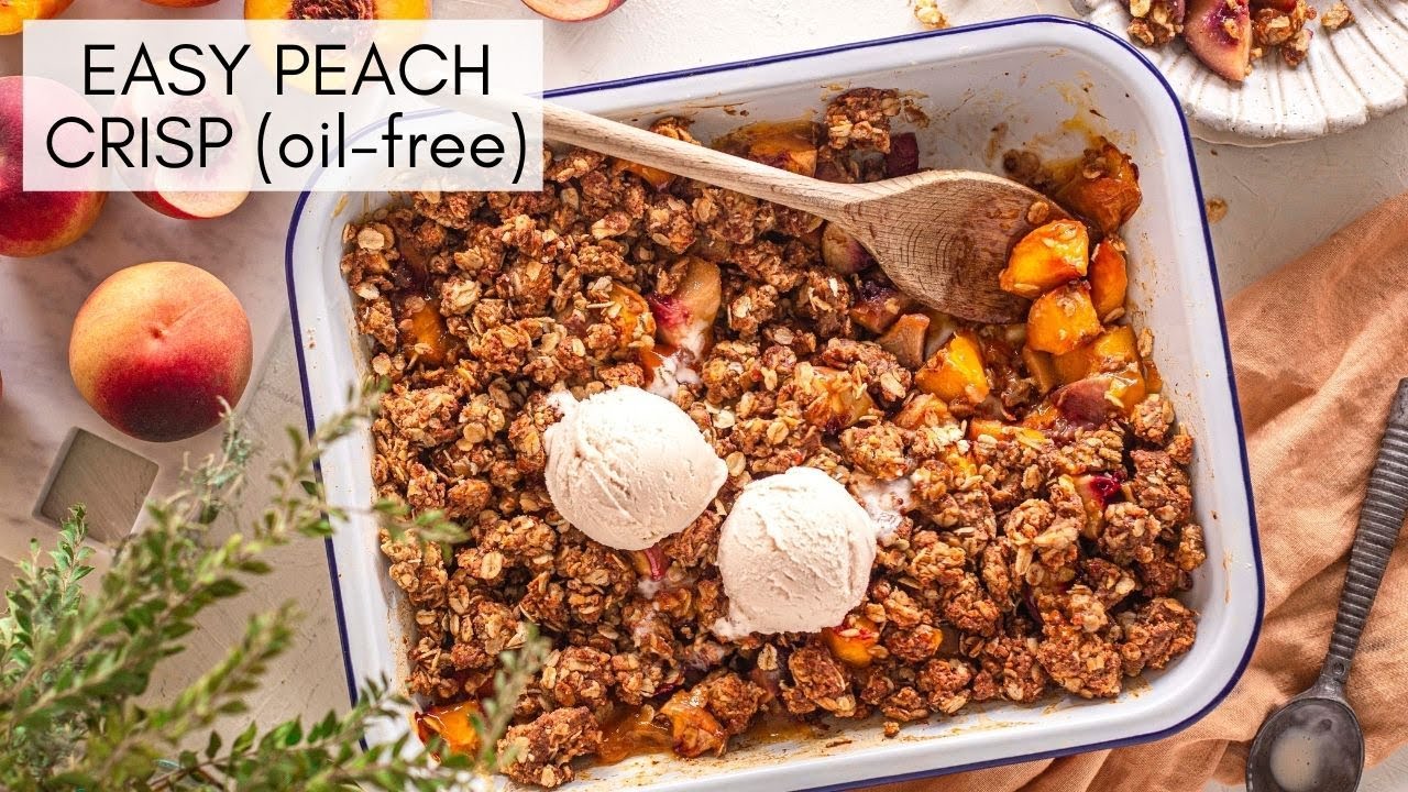 Easy Vegan Peach Crisp | gluten-free, oil-free