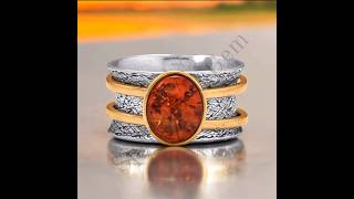 Two Tone Spinner Ring with Amber stone - (Website opening soon) Sale on now at SparksAndGem.Etsy.com