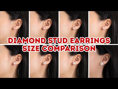 Diamond Stud Earrings Size Comparison ON EAR 1ct vs 2ct vs 3ct vs 4ct vs 5ct vs 6ct vs 7ct vs 10ct