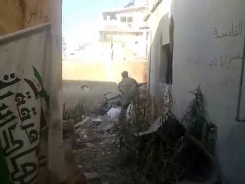 استهداف قوات النظام برشاش بي كي سي من قبل قوات الردع على جبهة اللواء 82 في ريف درعا ضمن معركة ادخلوا عليهم الباب