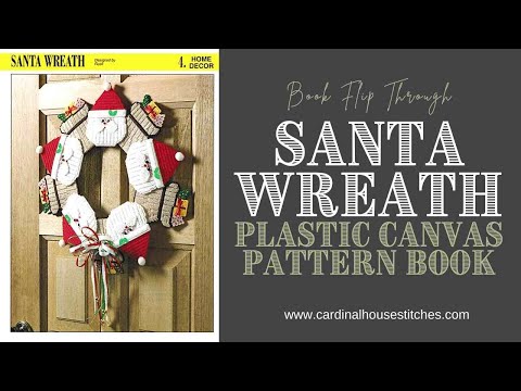Santa Wreath 01 Plastic Canvas Christmas Pattern Book Flip Through Video